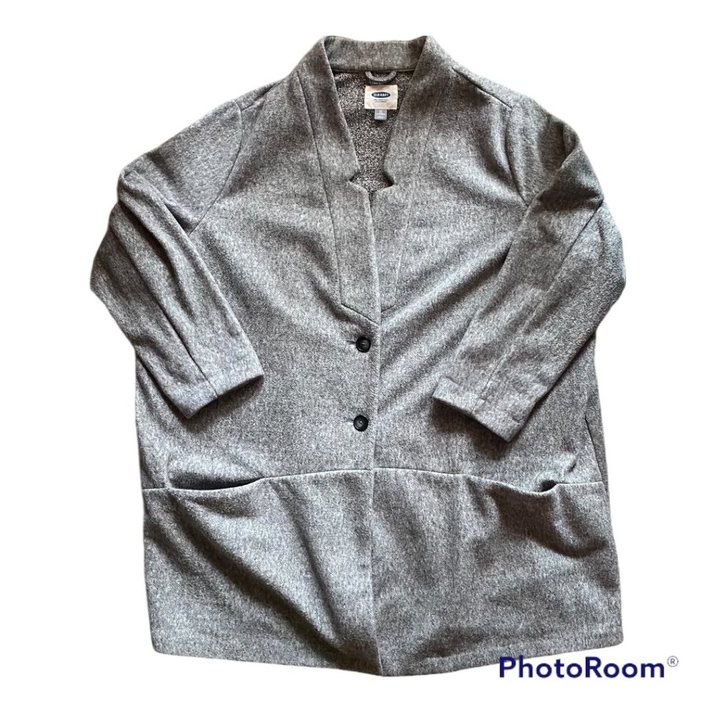Old Navy Oversized Button Front Coat Jacket, Textured Gray, 4X